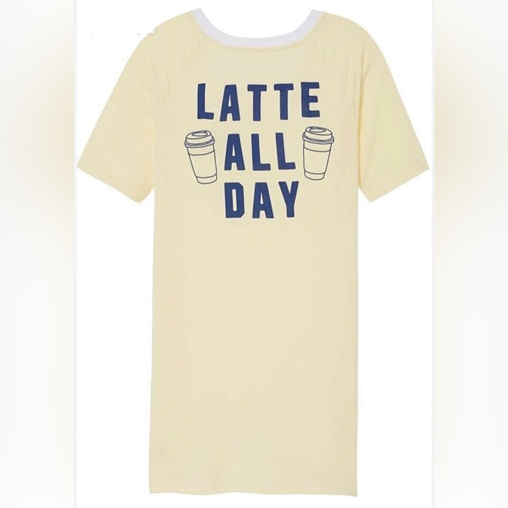 Victoria's Secret Cream 'Latte All Day' Graphic Chemise sleep shirt Women’s S
